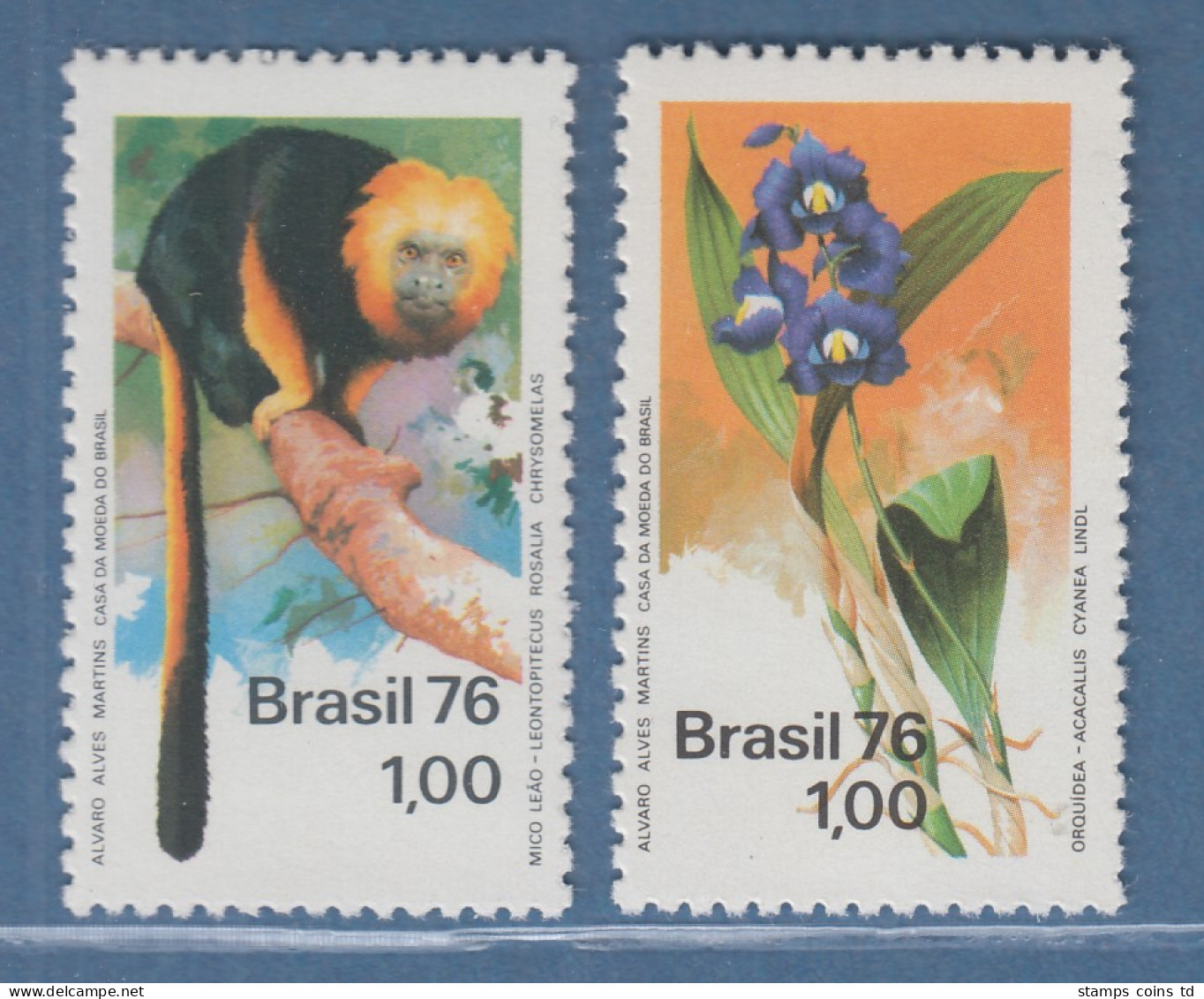 Brasilien 1976 Naturschutz Löwenäffchen Acacallis Cyanea Mi.-Nr. 1534-35 ** - Autres & Non Classés