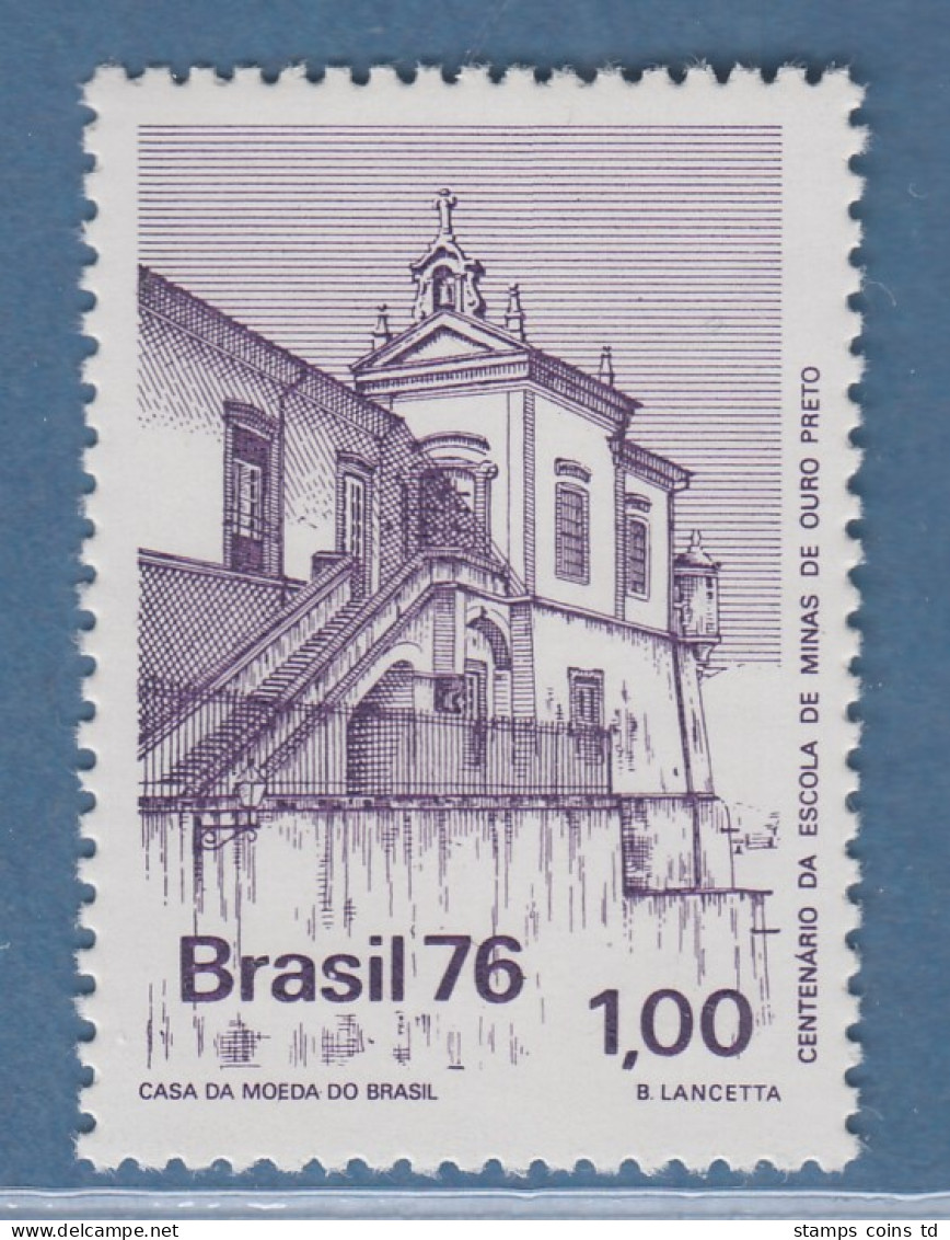 Brasilien 1976 Bergbauakademie Ouro Preto Bergwerksschule Mi.-Nr. 1563 ** - Autres & Non Classés