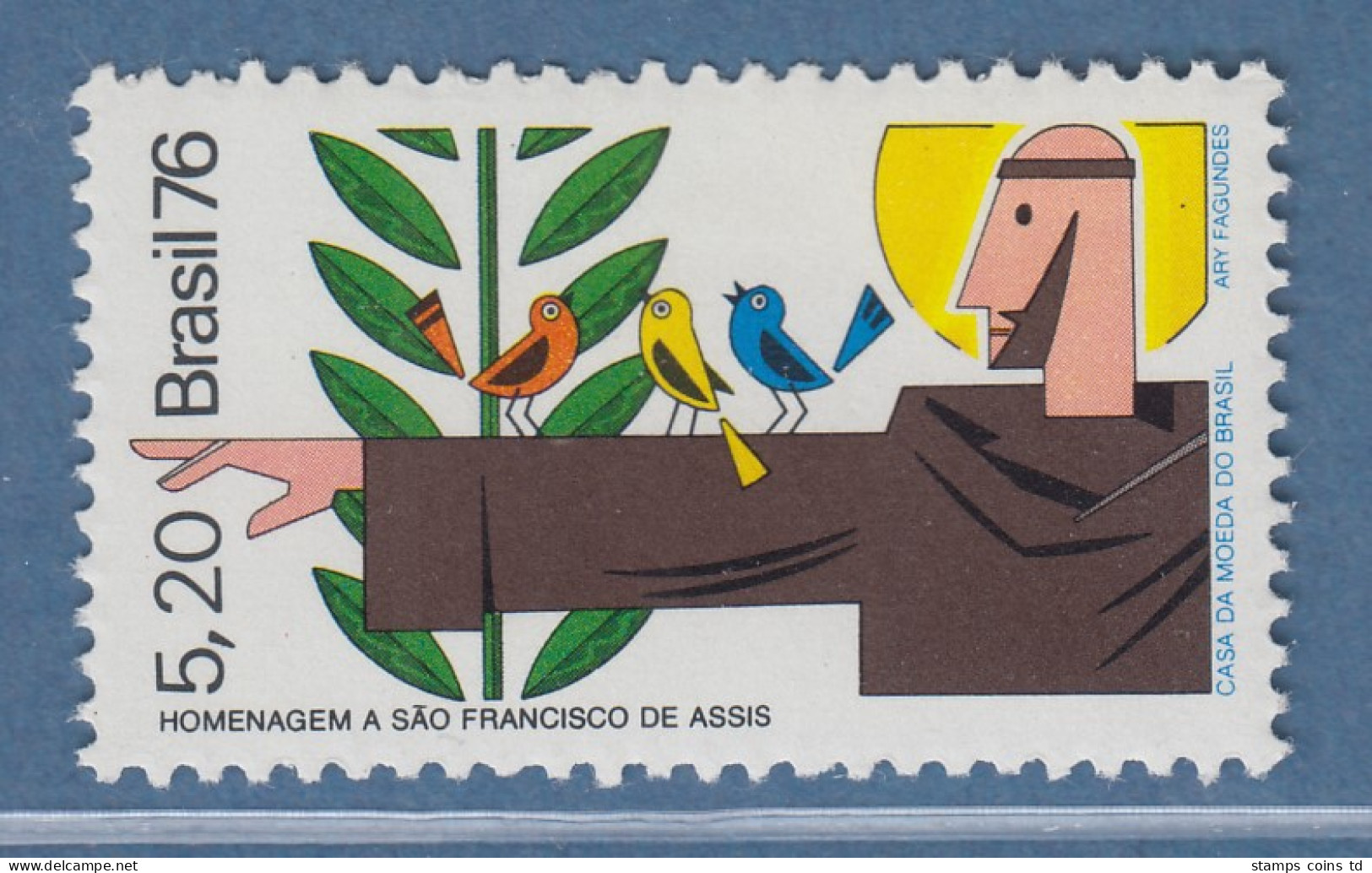 Brasilien 1976 Hl. Franz Von Assisi Bei Der Vogelpredigt Mi.-Nr. 1562 ** - Autres & Non Classés