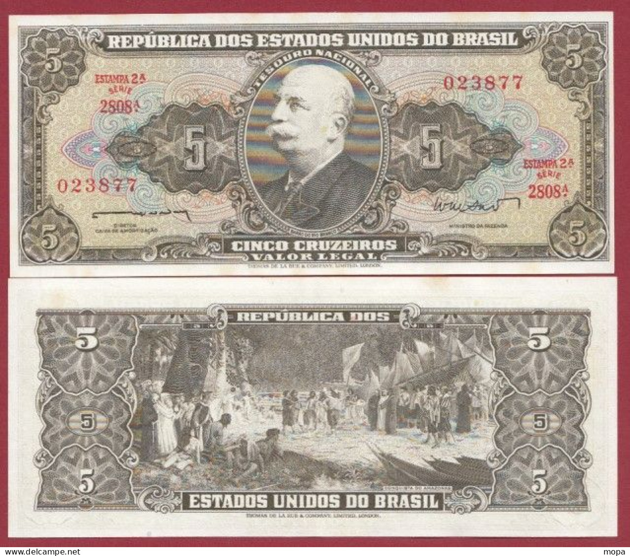 Brésil-- 5 Cruzeiros  --1964   ---UNC --(393) - Brasile