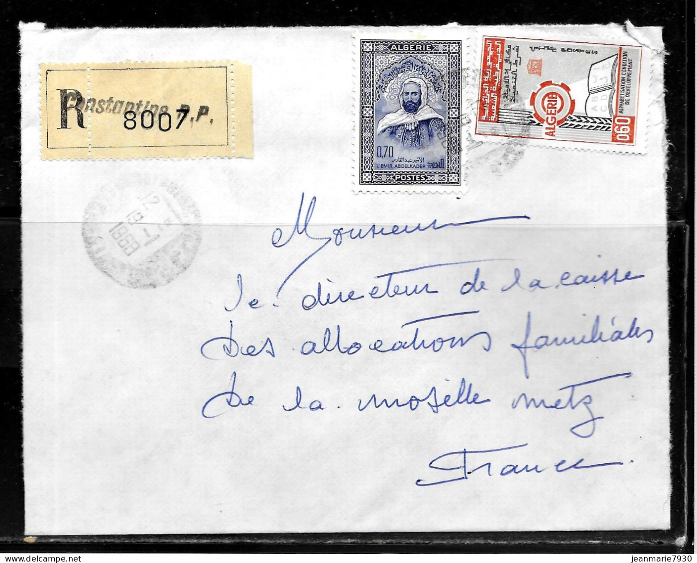 CC258 - ALGERIE - LETTRE RECOMMANDEE DE CONSTANTINE DE 1968 POUR METZ - Algeria (1962-...)