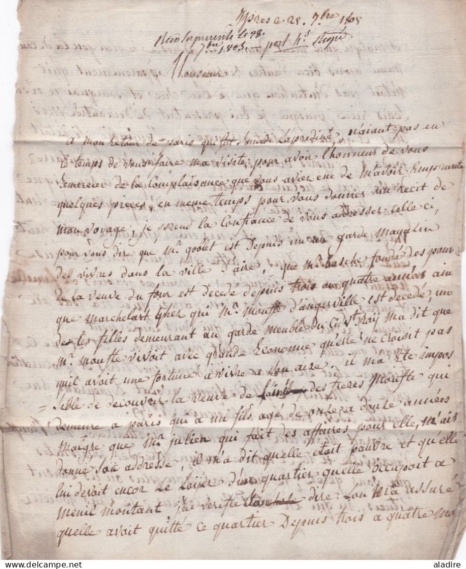 1805 - Marque Postale 91 YPRES Ypern Sur Lettre Pliée Avec Correspondance De 3 P Vers LILLE - - Département Conquis - 1792-1815: Départements Conquis
