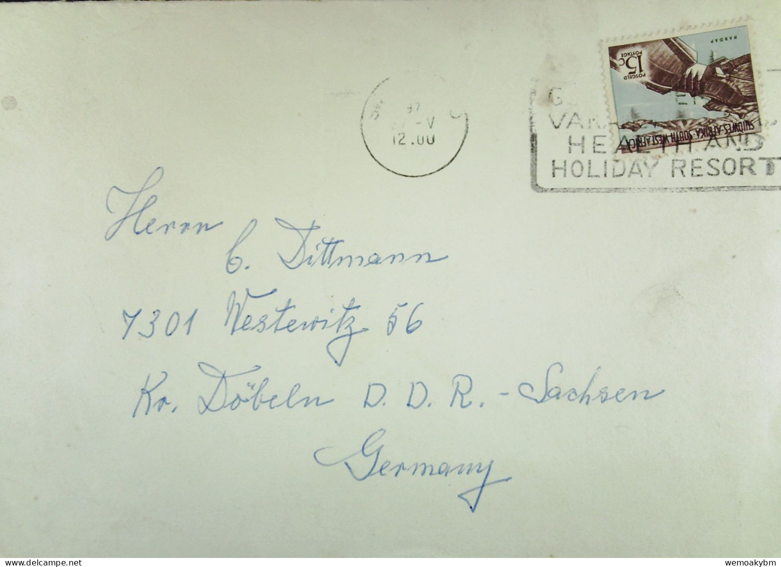 South West Africa/Namibia: Brief Aus SWAKOPM Um 1955 Nach Westerwitz Kr. Döbeln (GDR) Mit 15 C - Namibië