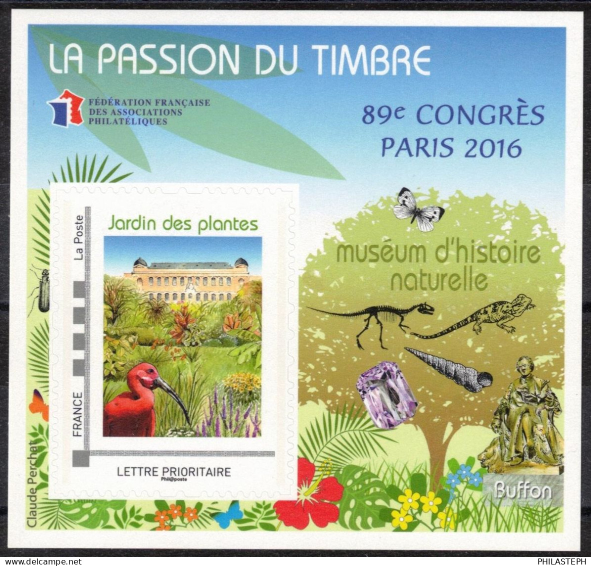 2016 FRANCE BLOC FFAP - N° 11 -  La Passion Du Timbre - 89ème Congrès Paris - TVP Adhésif - FFAP