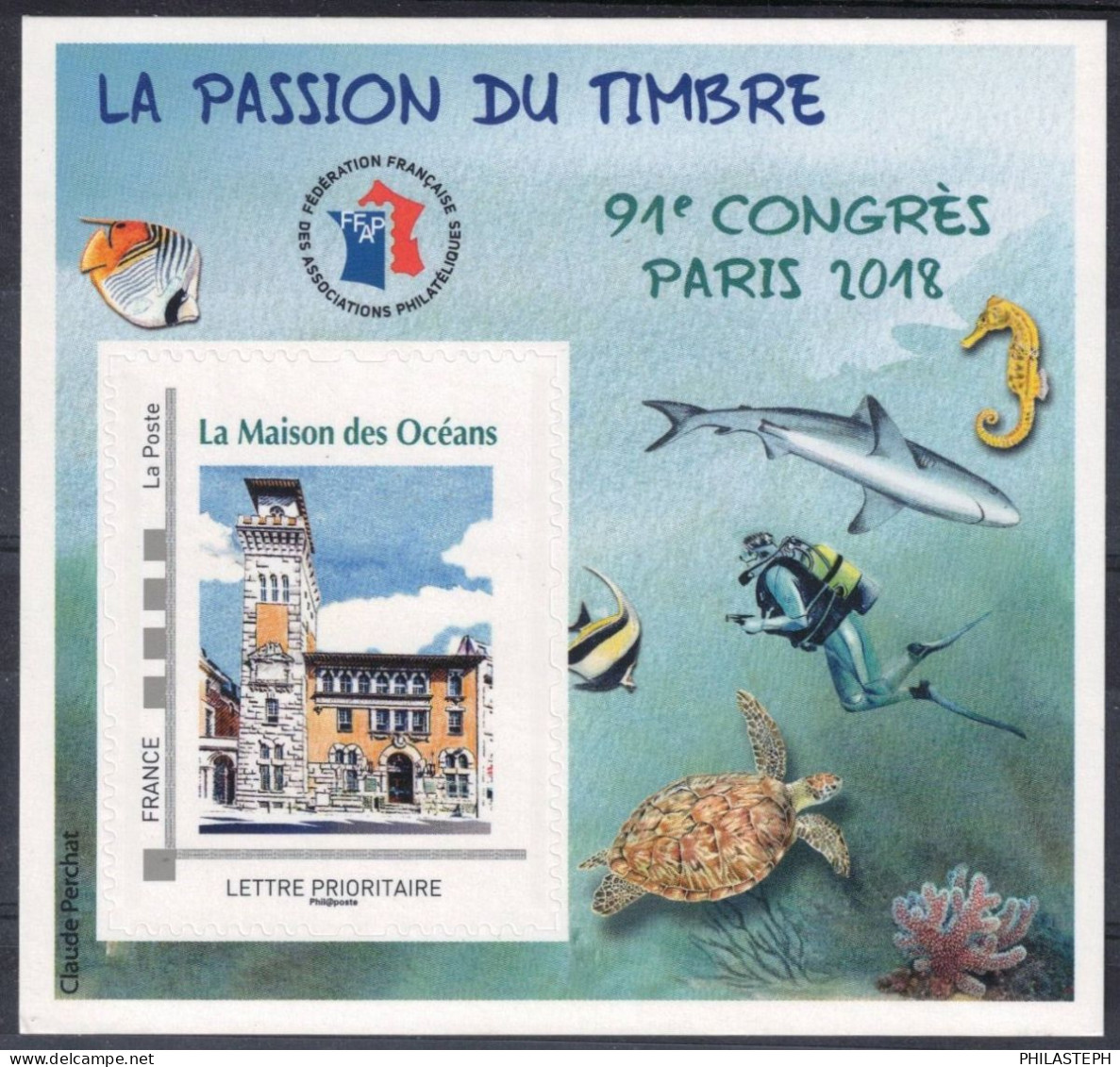 2018 - FRANCE BLOC FFAP - N° 14 -  91ème Congrès Paris - La Maison Des Océans  - TVP Adhésif - FFAP