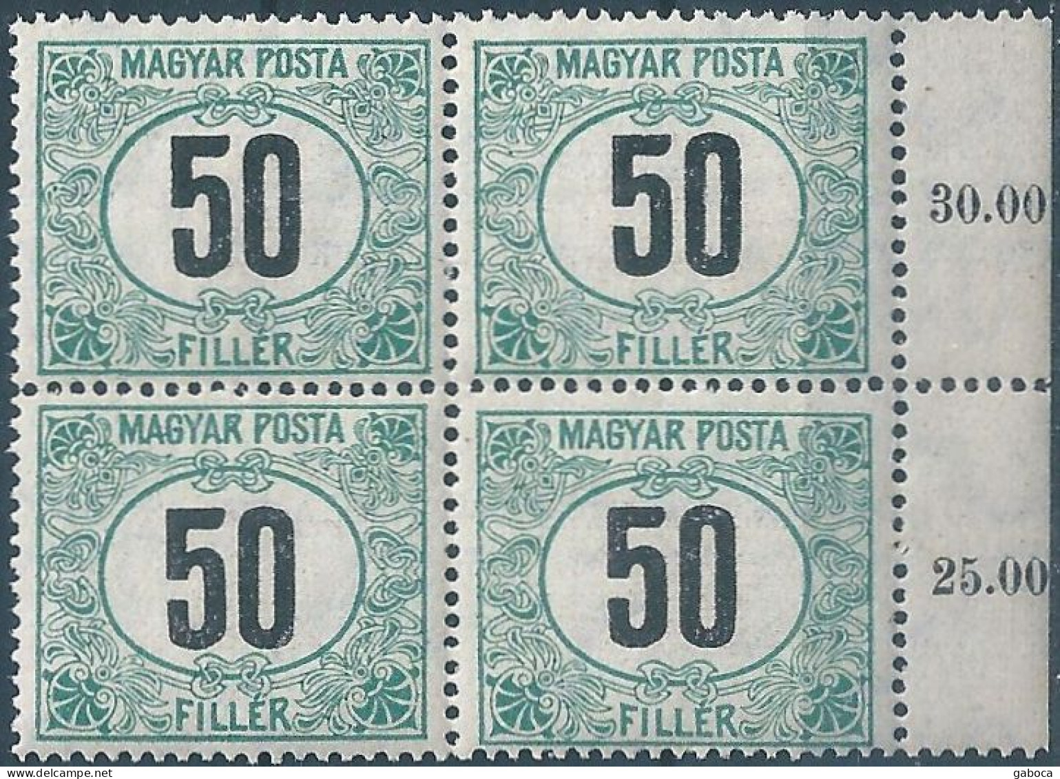 C5796 Hungary Postage Due 1920 Number Quartblock MNH RARE ERROR - Post