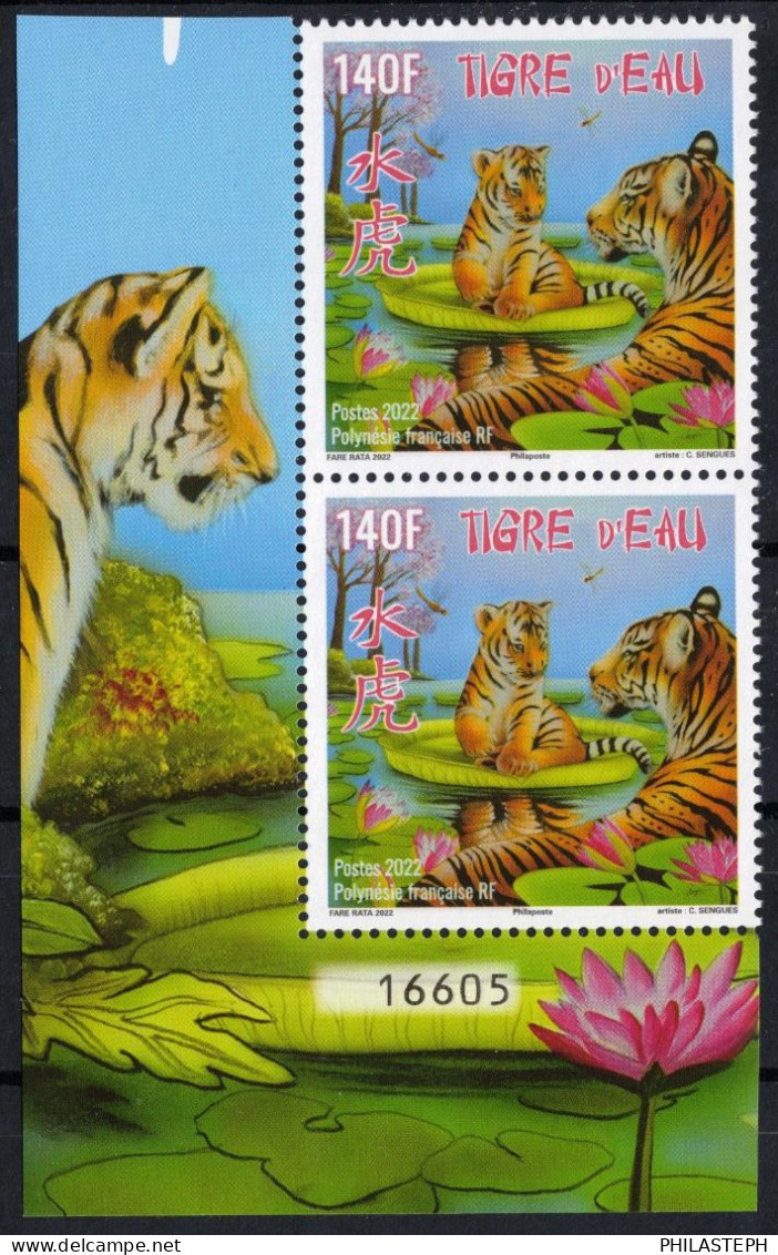 Polynésie Française 2022 - Horoscope Chinois - Année Du Tigre - En Paire Illustrée  - Neuf ** - Unused Stamps