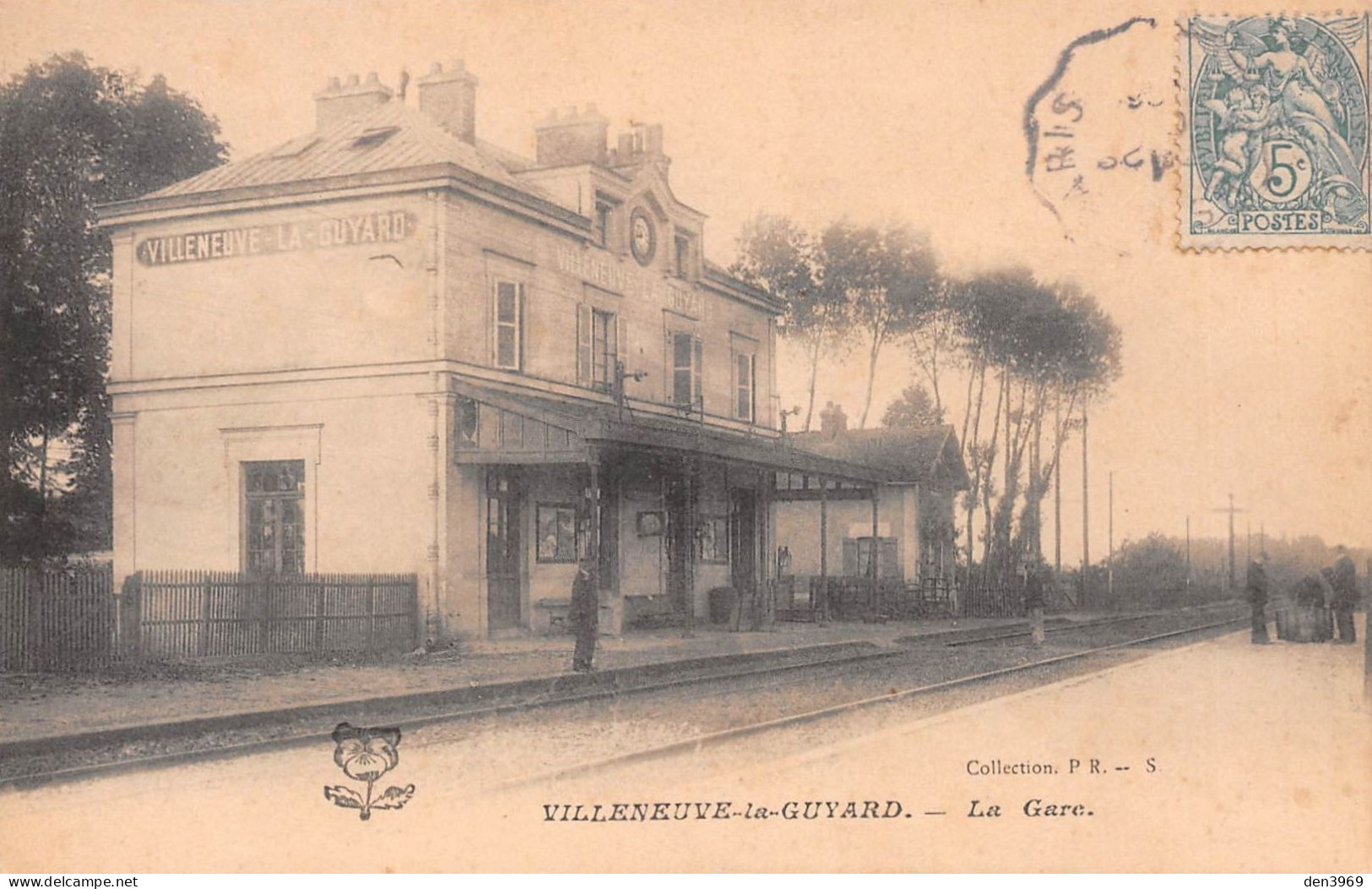 VILLENEUVE-la-GUYARD (Yonne) - La Gare - Voie Ferrée - Voyagé 1908 (2 Scans) - Villeneuve-la-Guyard