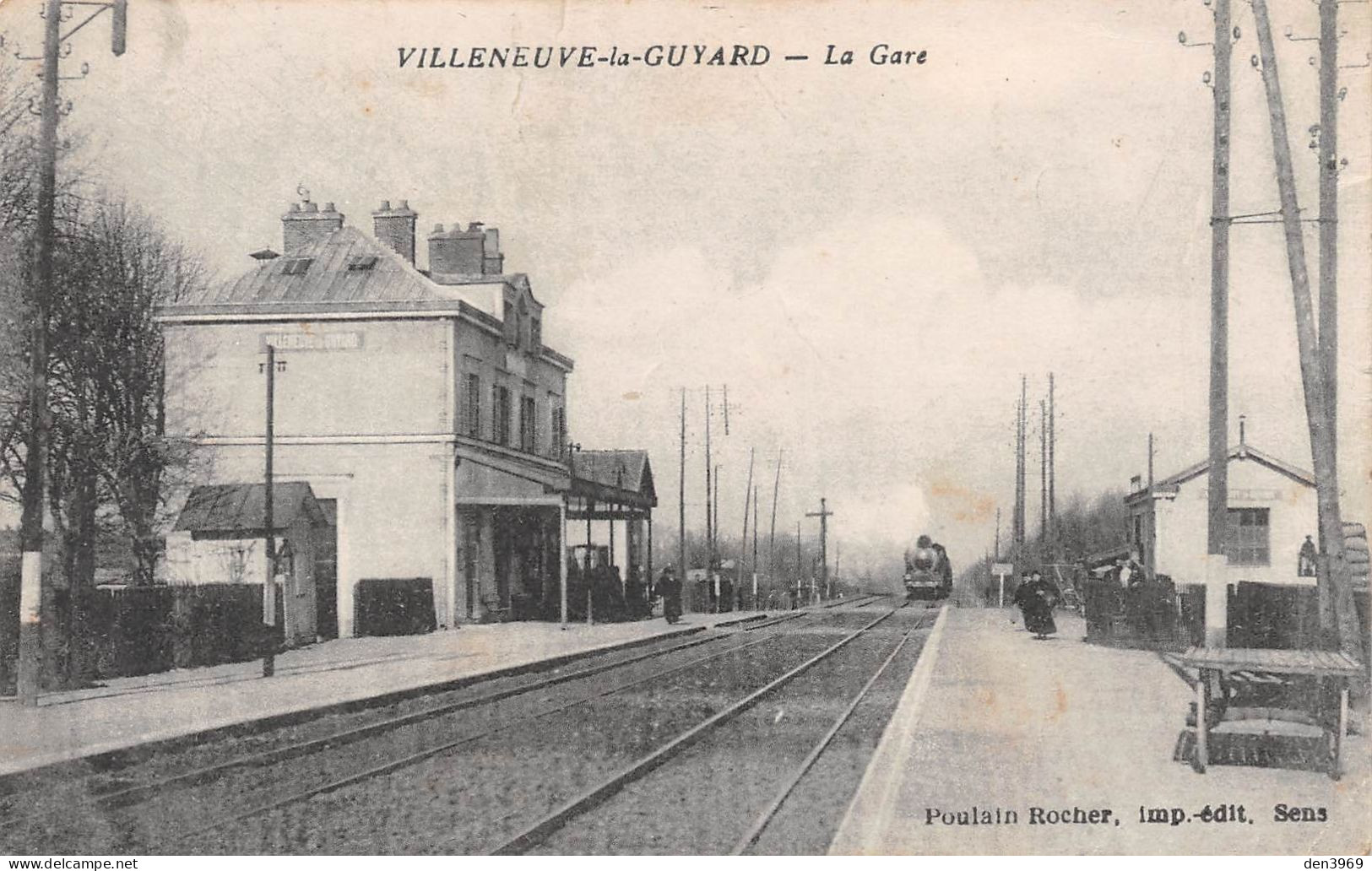 VILLENEUVE-la-GUYARD (Yonne) - La Gare - Arrivée Du Train - Ecrit 1918 (2 Scans) - Villeneuve-la-Guyard