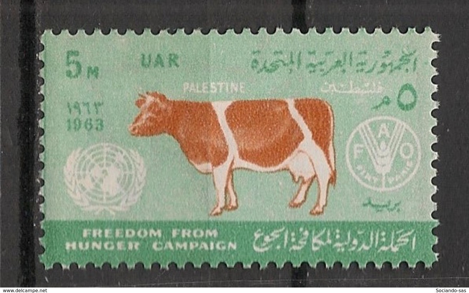 PALESTINE - EGYPT OCCUPATION - 1963 - N°YT. 92 - Vache / Cow - Neuf Luxe ** / MNH / Postfrisch - Cows