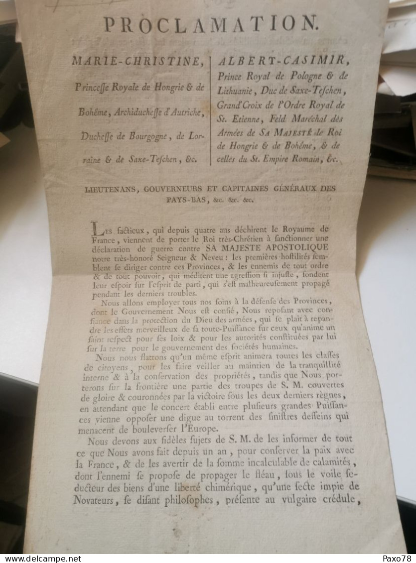 Proclamation, Bruxelles 1792 - 1714-1794 (Austrian Netherlands)
