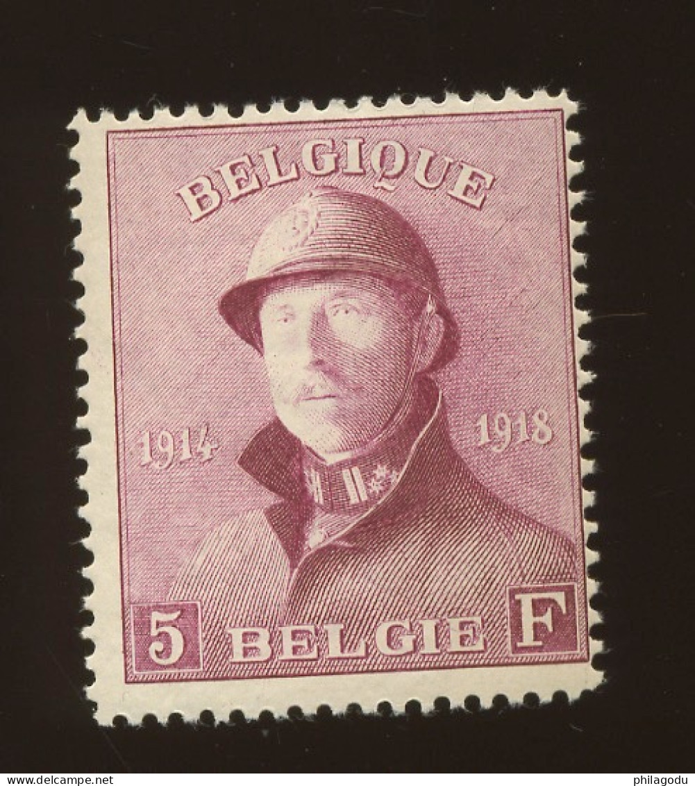 177 **  5Fr  Roi Albert Casqué  Cote 440,-€ - 1919-1920  Cascos De Trinchera