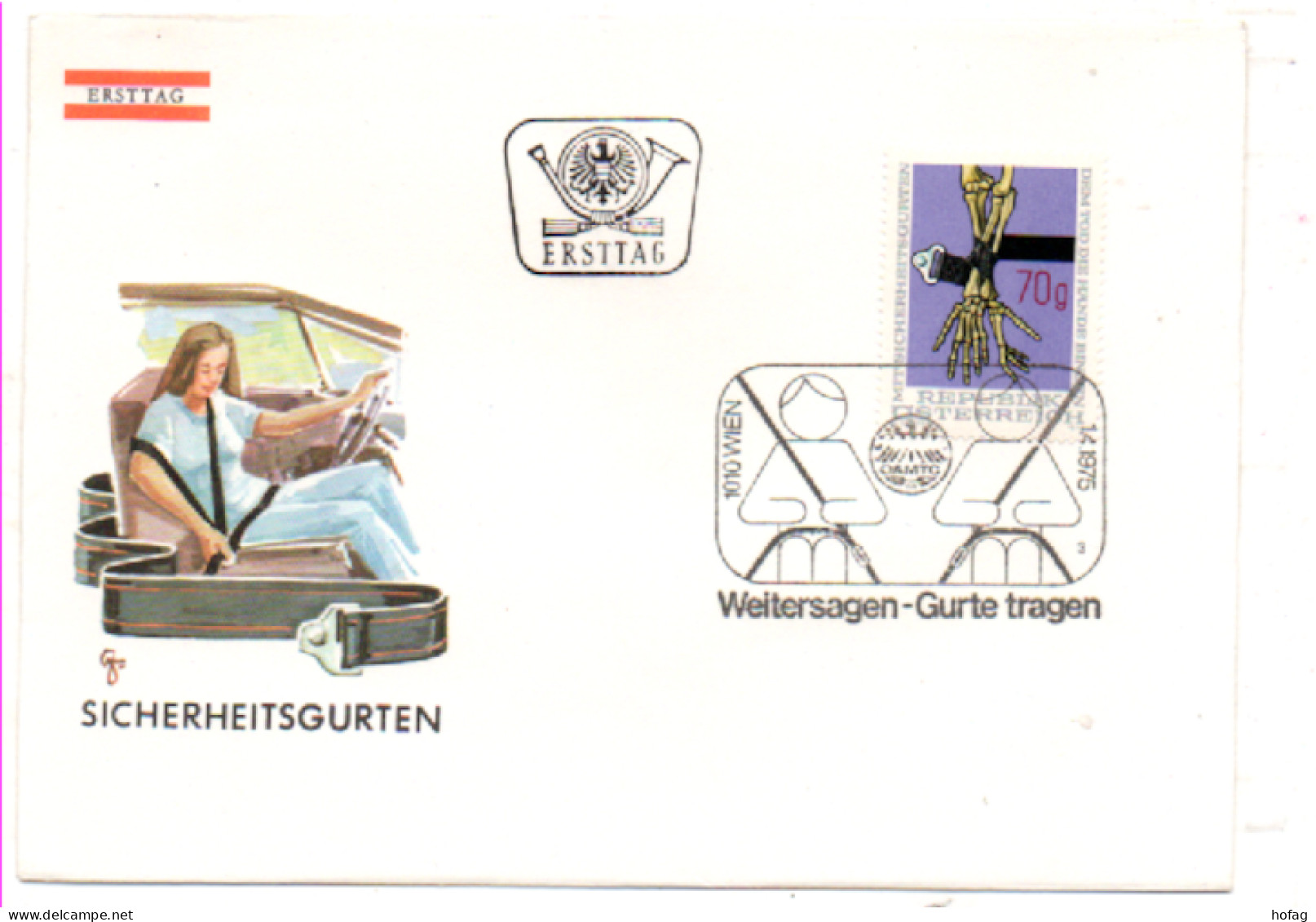 Österreich 1975 MiNr.: 1483 Sicherheitsgurten Ersttag; Austria, Safety Belt FDC Scott: 1012 YT: 1312 Sg: 1732 - FDC