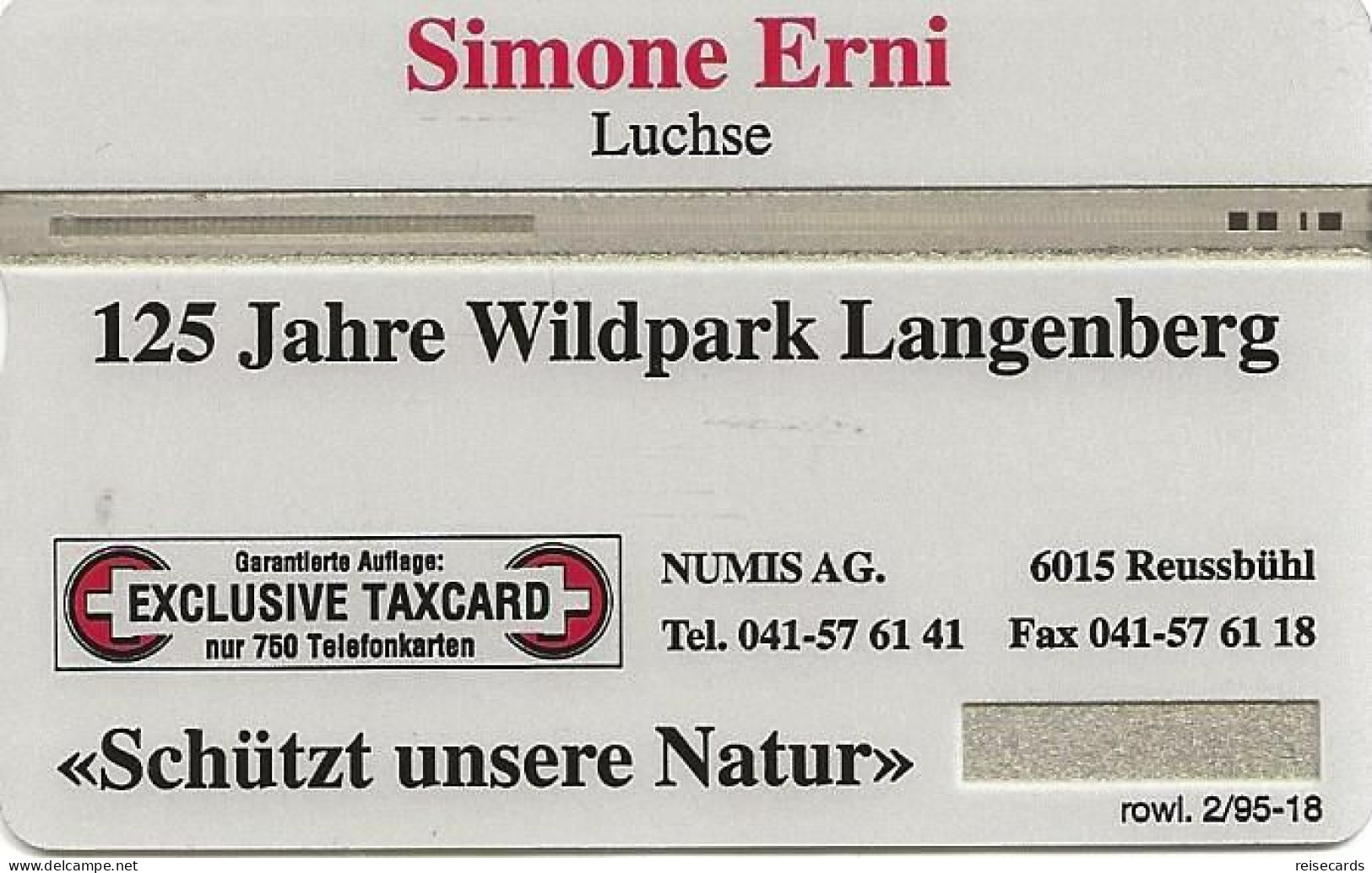 Switzerland: PTT-p KF 9B 503L Wildpark Langenberg. Luchs - Switzerland