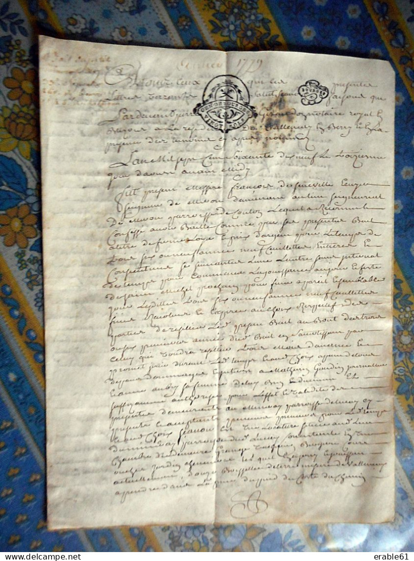 PARCHEMIN 4 PAGES Daté 1779 Concerne FRANCOIS DE GENEVILLE A étudier Cachet De Généralité De BOURGES - Manuscripts