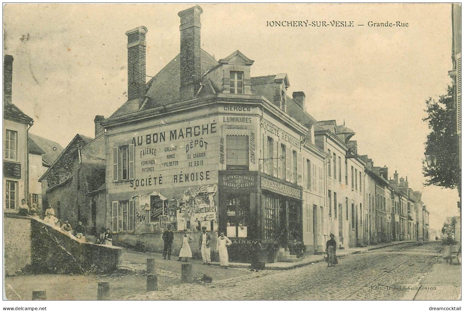 51 JONCHERY-SUR-VESLE. Grande Rue 1905 Epicerie Au Bon Marché Société Rémoise - Jonchery-sur-Vesle