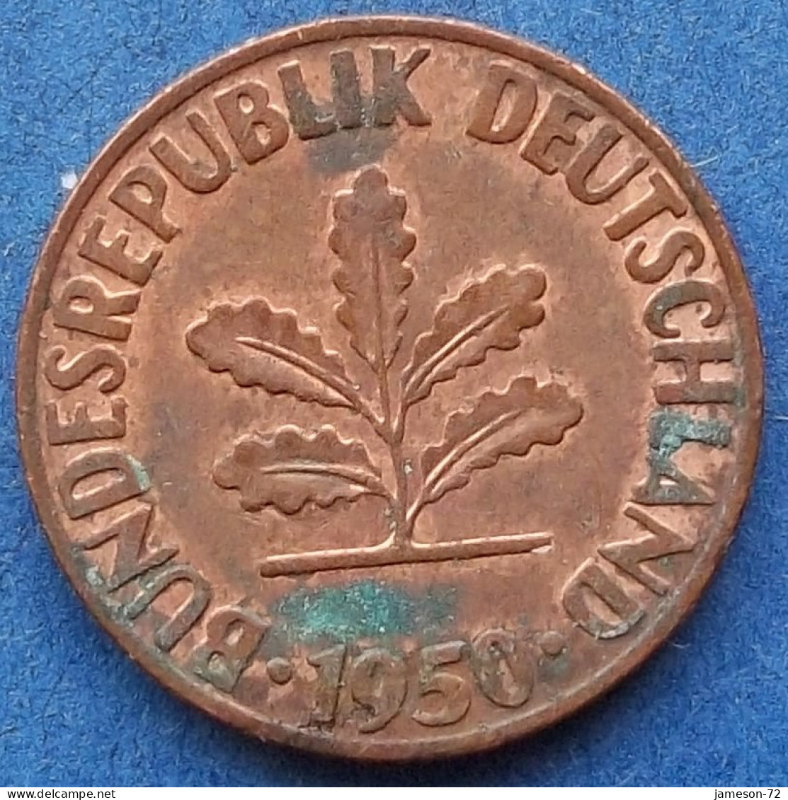 GERMANY - 1 Pfennig 1950 D KM# 105 Federal Republic Mark Coinage (1946-2002) - Edelweiss Coins - 1 Pfennig