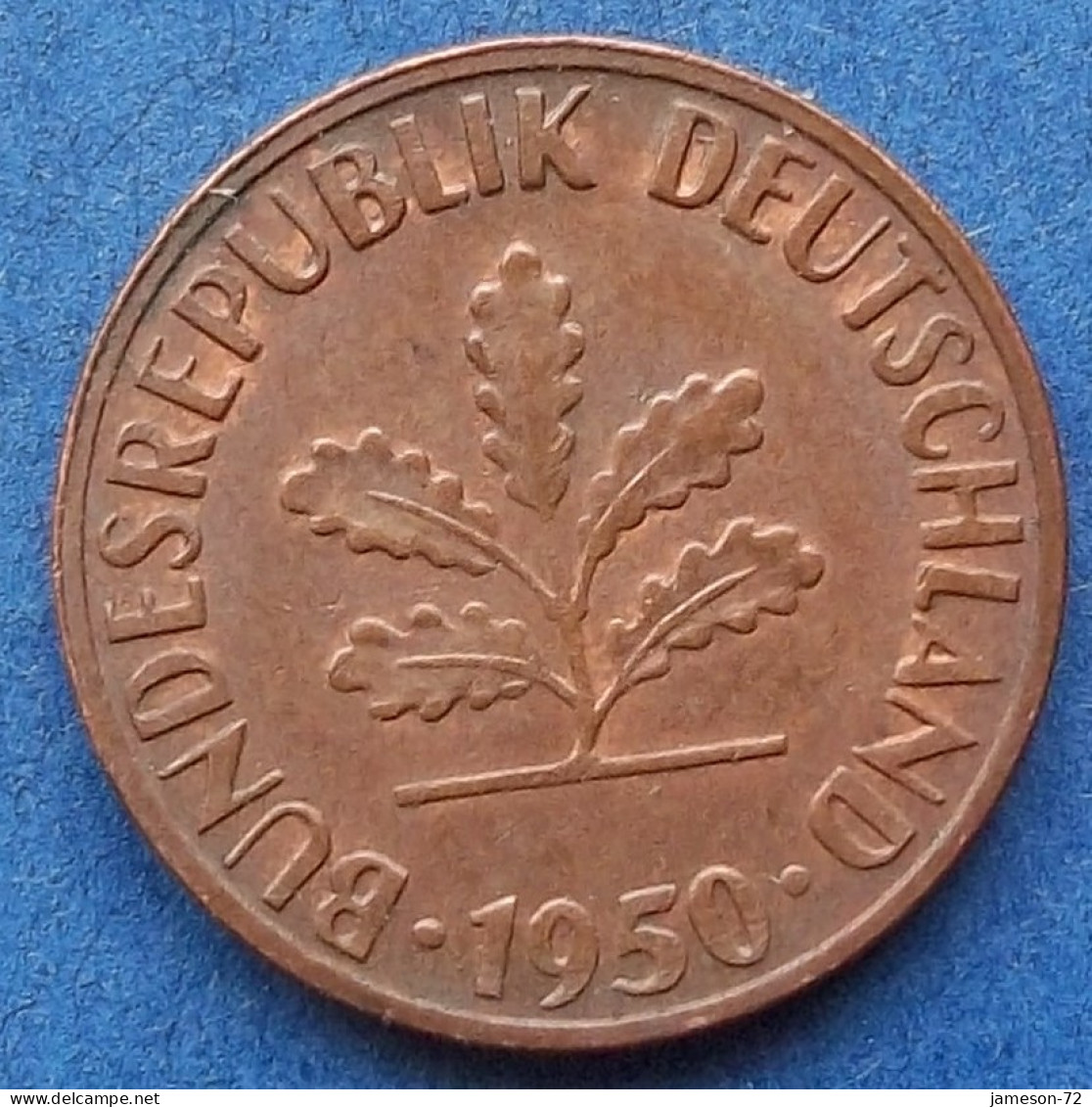 GERMANY - 1 Pfennig 1950 G KM# 105 Federal Republic Mark Coinage (1946-2002) - Edelweiss Coins - 1 Pfennig