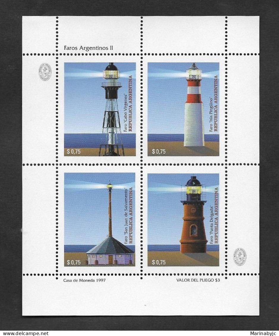 SE)1997 ARGENTINA, FROM THE SERIES LIGHTHOUSES, B/4 MNH - Usados