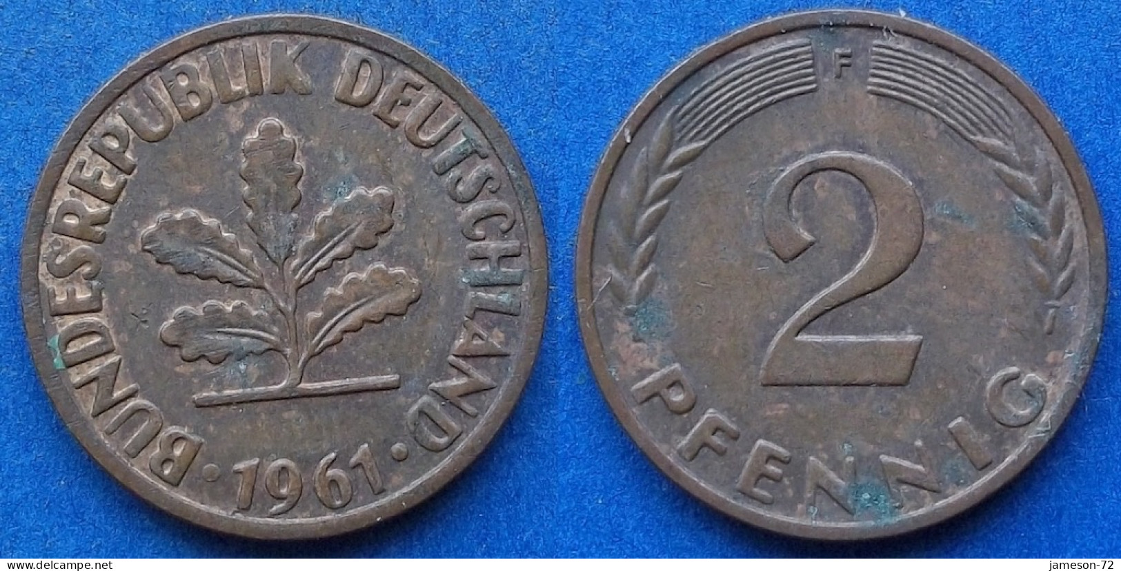 GERMANY - 2 Pfennig 1961 F KM# 106 Federal Republic Mark Coinage (1946-2002) - Edelweiss Coins - 2 Pfennig