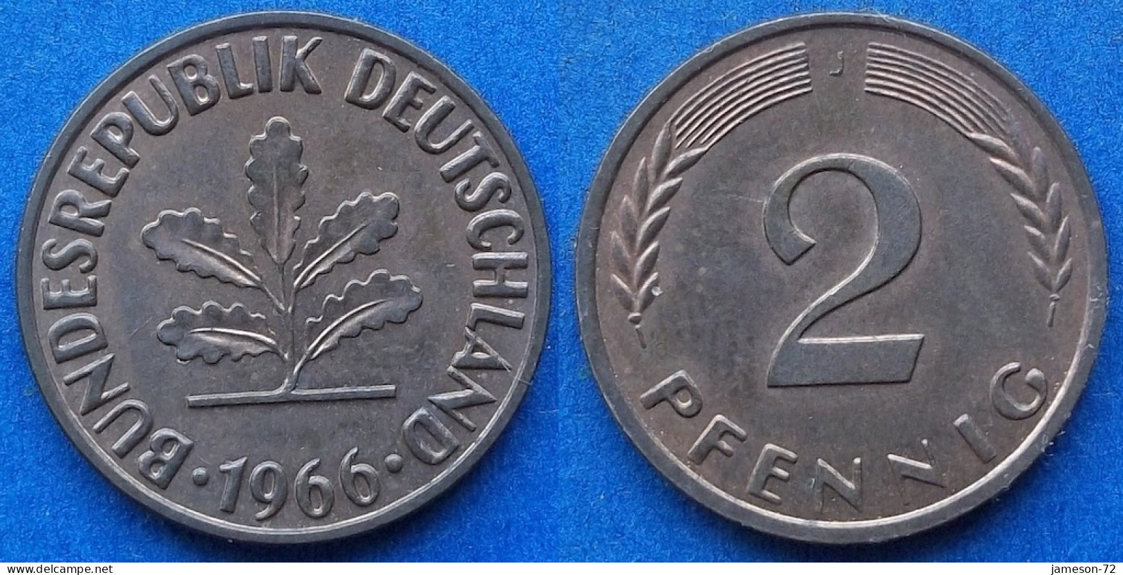 GERMANY - 2 Pfennig 1966 J KM# 106 Federal Republic Mark Coinage (1946-2002) - Edelweiss Coins - 2 Pfennig