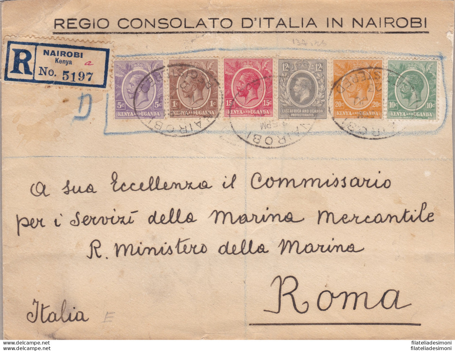1923 East Africa And Uganda - SG 69+76+77+79+82+83 BEAUTIFUL LETTER FROM NAIROBI - Otros & Sin Clasificación