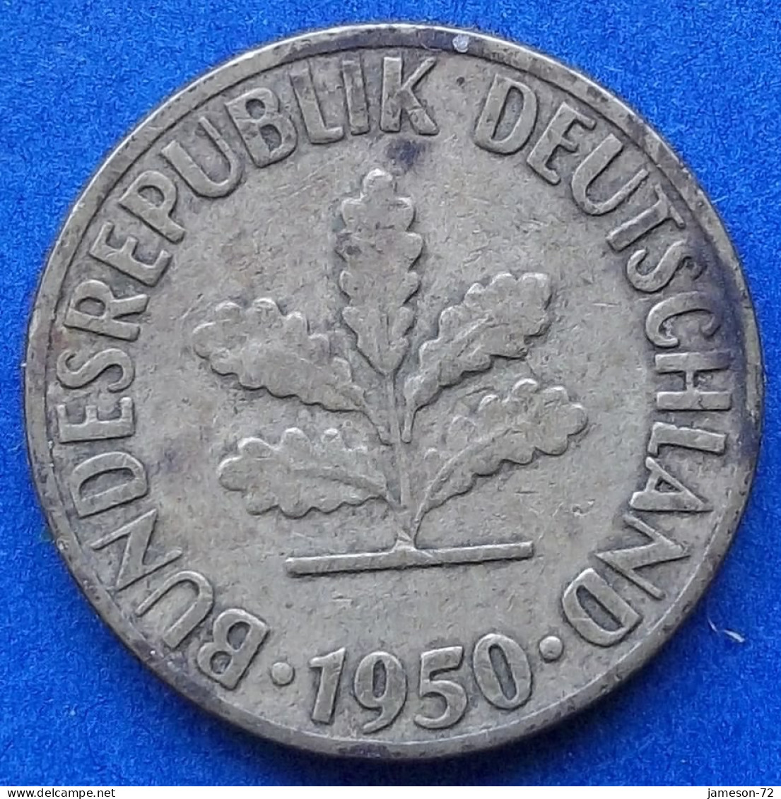 GERMANY - 5 Pfennig 1950 D KM# 107 Federal Republic Mark Coinage (1946-2002) - Edelweiss Coins - 5 Pfennig