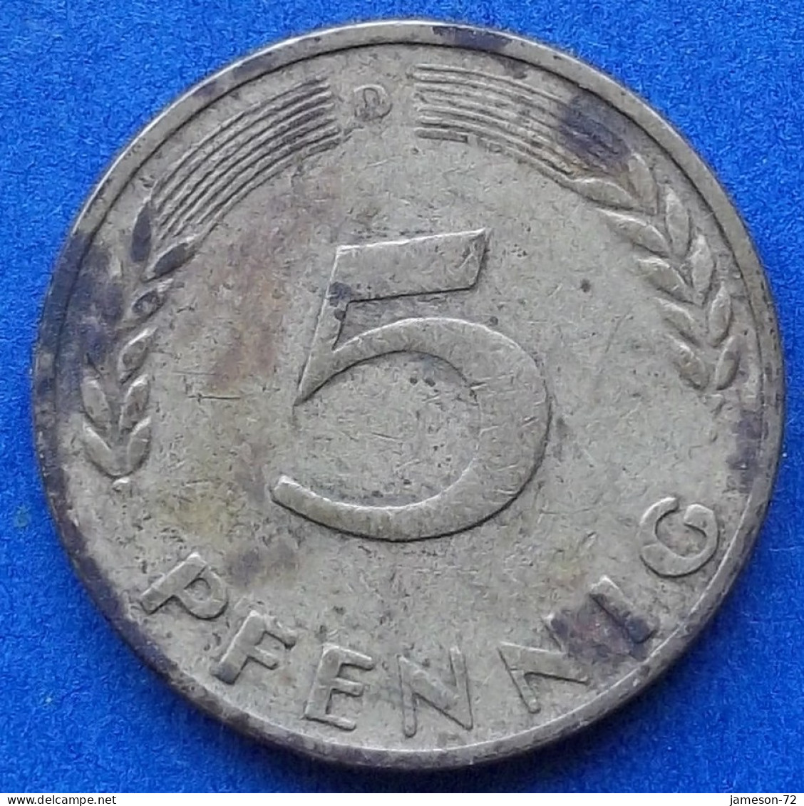 GERMANY - 5 Pfennig 1950 D KM# 107 Federal Republic Mark Coinage (1946-2002) - Edelweiss Coins - 5 Pfennig