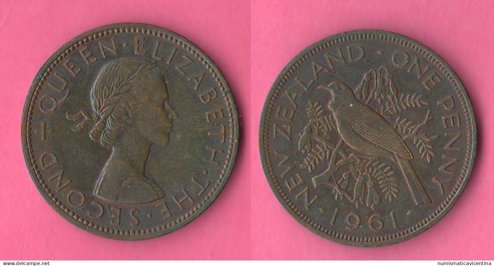 New Zealand Penny 1961 Nuova Zelanda Nouvelle Zélande Queen Elizabeth Bronze Coin - Nuova Zelanda