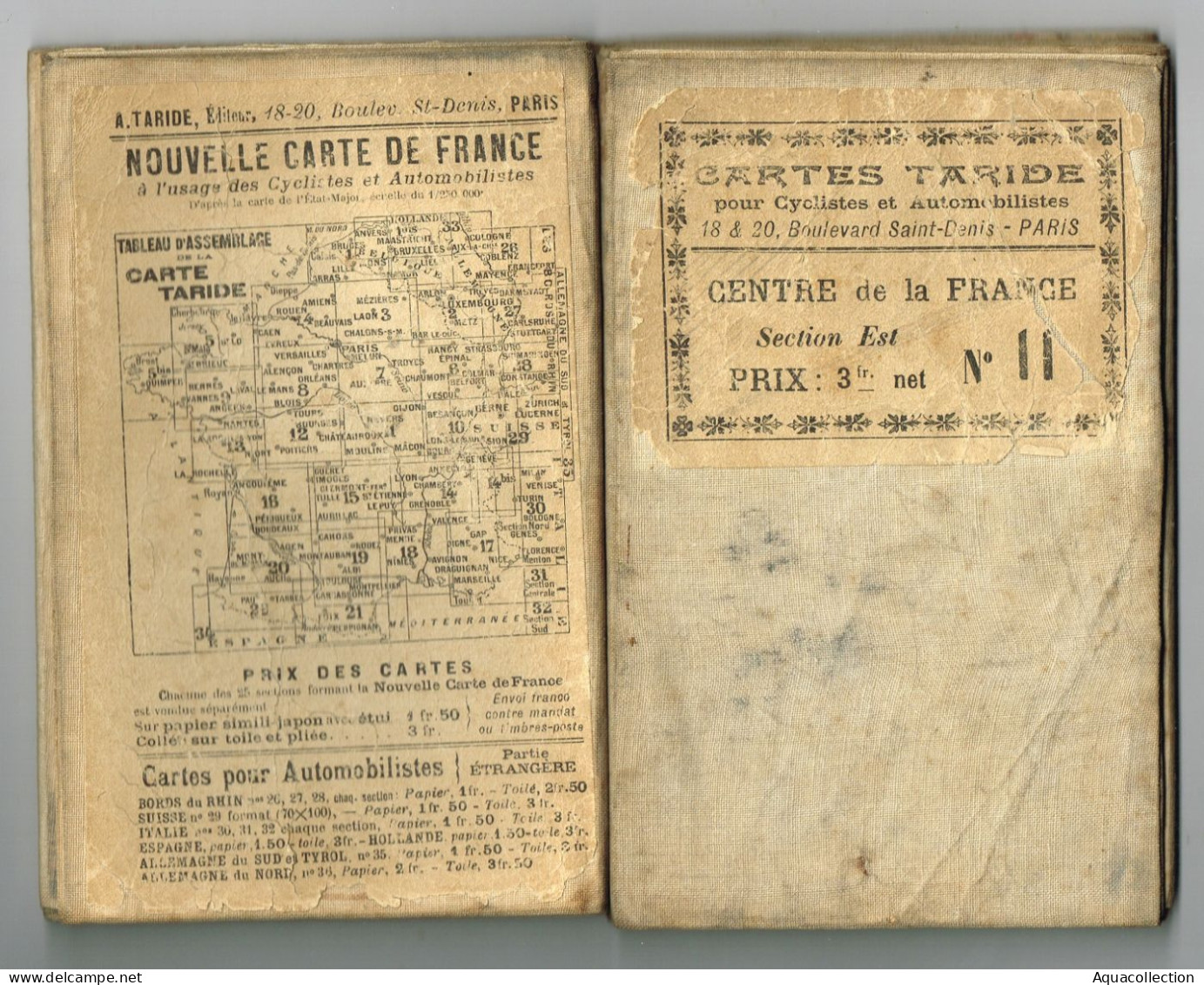 Carte Routière Toilée Taride. Centre De La France, Section Est N°11. - Auto