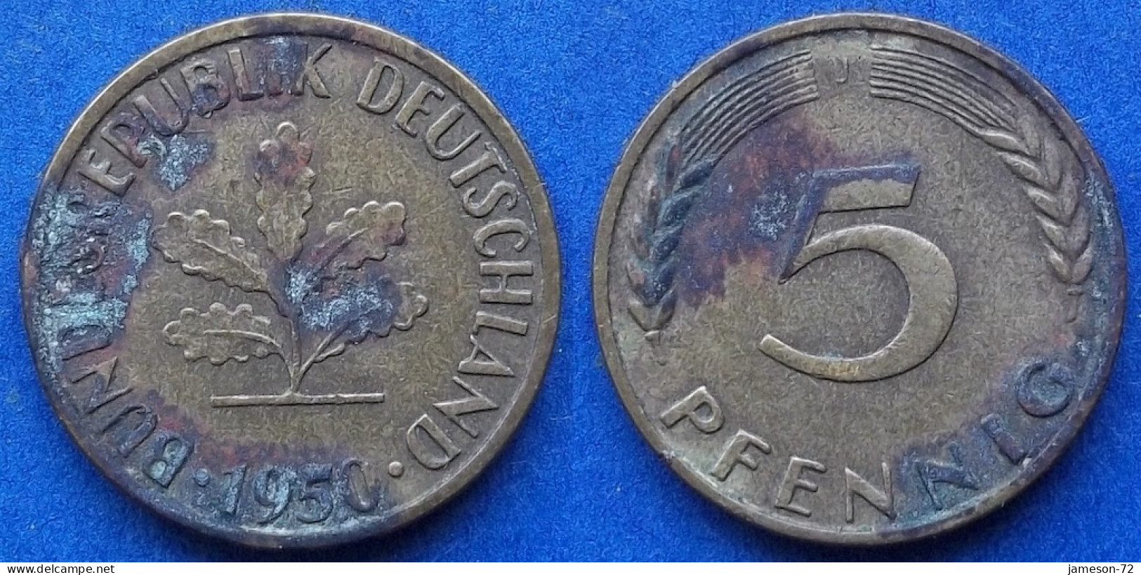 GERMANY - 5 Pfennig 1950 G KM# 107 Federal Republic Mark Coinage (1946-2002) - Edelweiss Coins - 5 Pfennig