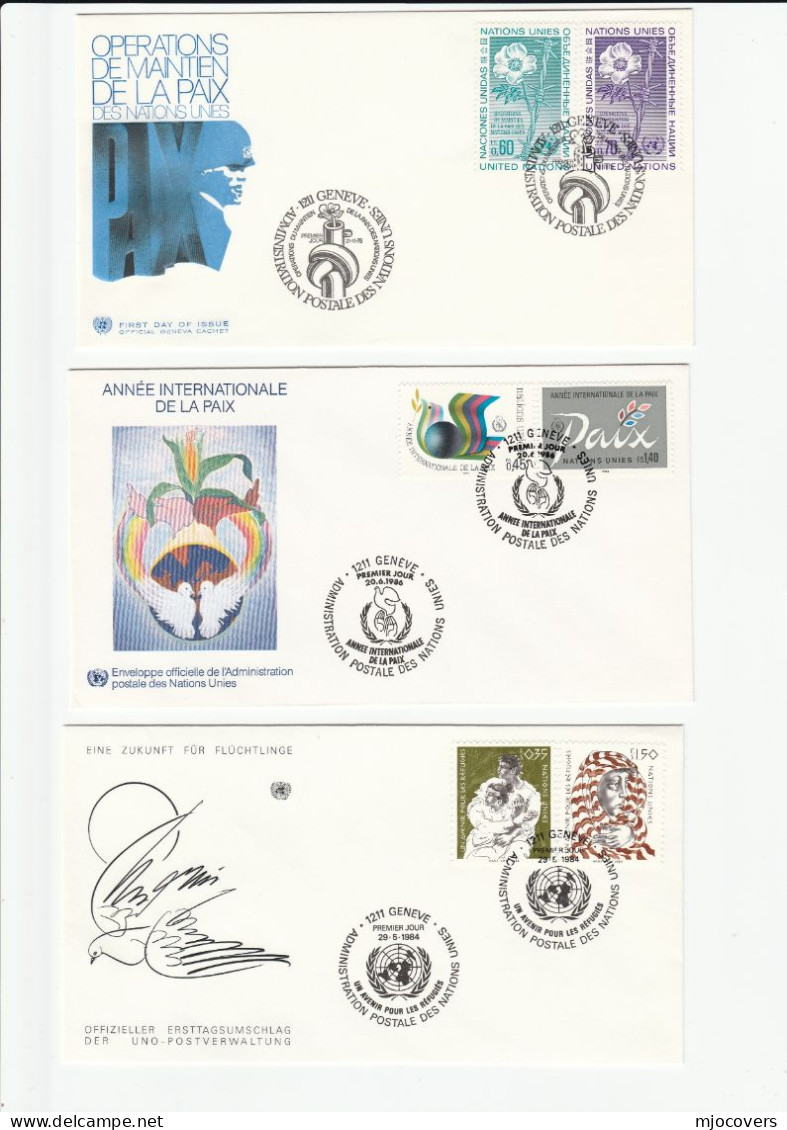 PEACE & HUMAN RIGHTS 6 Diff FDCS  1970s-1980s United Nations Fdc Stamps Cover - Colecciones & Series