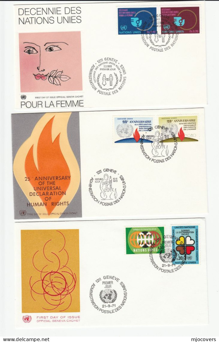 PEACE & HUMAN RIGHTS 6 Diff FDCS  1970s-1980s United Nations Fdc Stamps Cover - Collections, Lots & Series