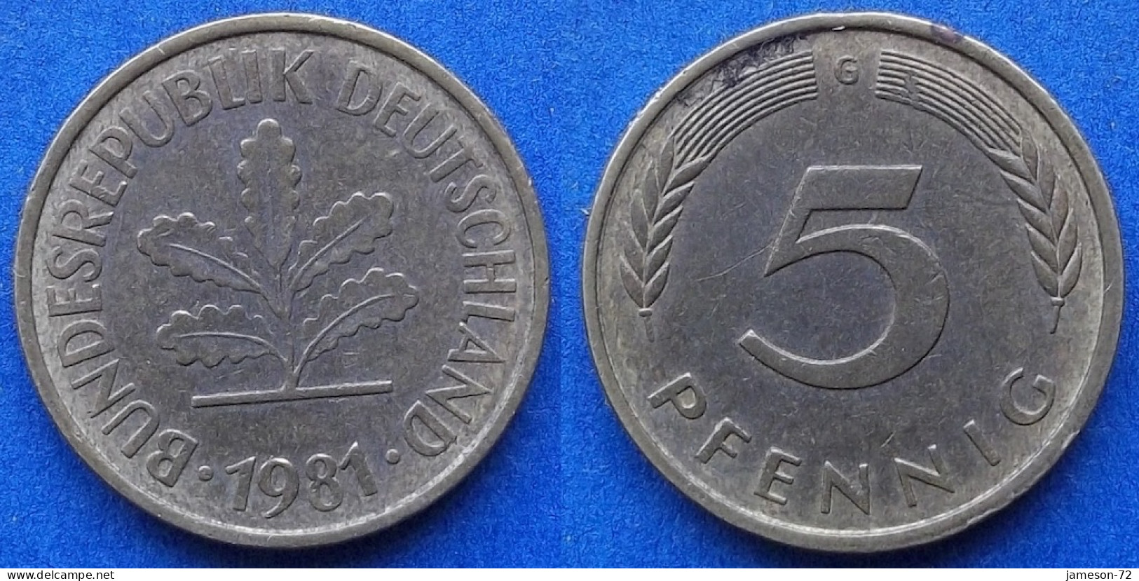 GERMANY - 5 Pfennig 1981 G KM# 107 Federal Republic Mark Coinage (1946-2002) - Edelweiss Coins - 5 Pfennig