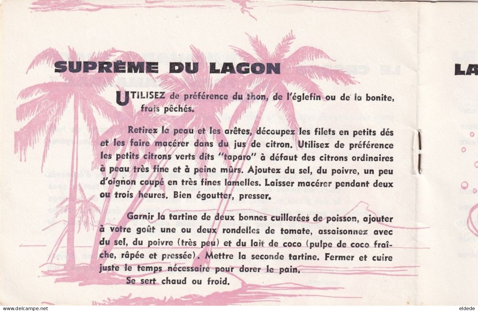 Livret Pub  Cuisor Tahiti Vahiné Gauguin Recettes Tané Popaa Moorea 176 Rue de Charonne Paris 11 Ombredane Jacques Joly