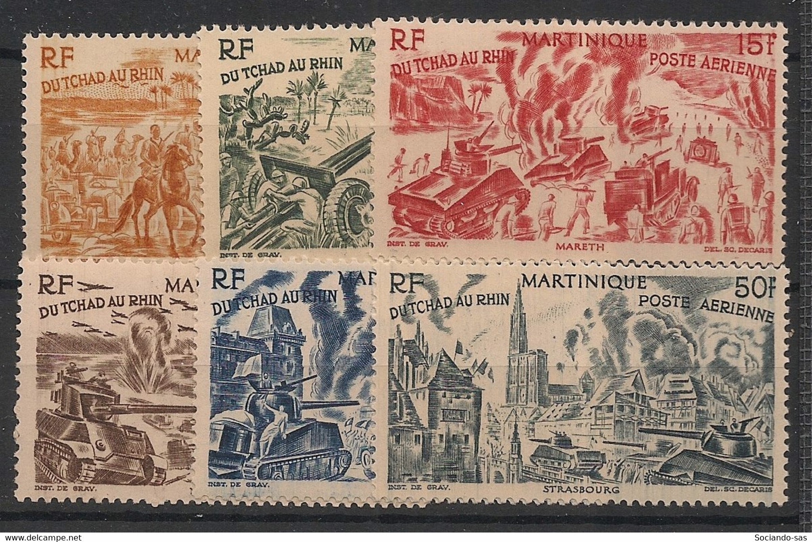 MARTINIQUE - 1946 - Poste Aérienne PA N°YT. 7 à 12 - Du Tchad Au Rhin - Neuf Luxe ** / MNH / Postfrisch - Luftpost