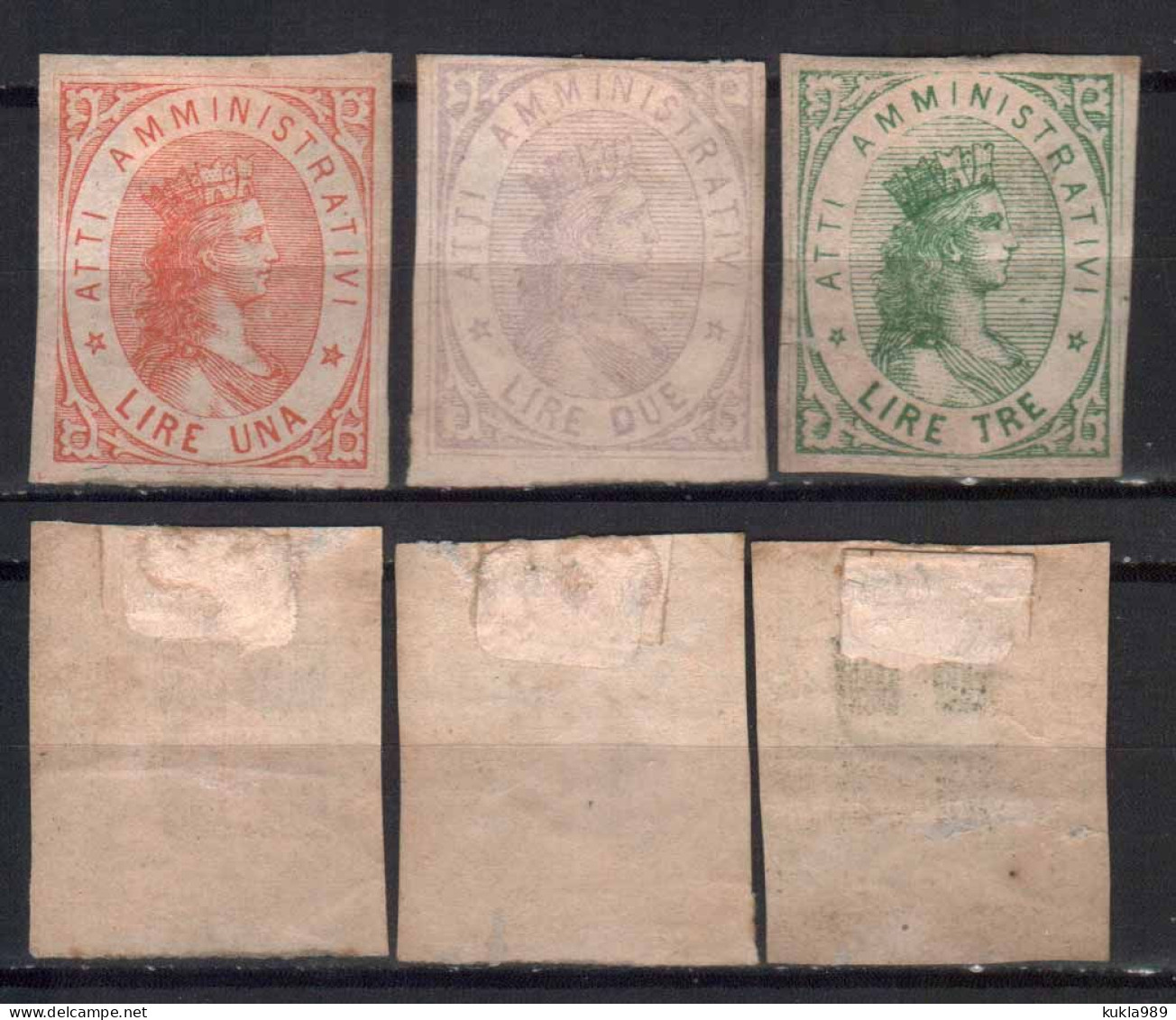 ITALY REVENUE FISCAL TAX 3 STAMPS  1869 ,MH - Revenue Stamps