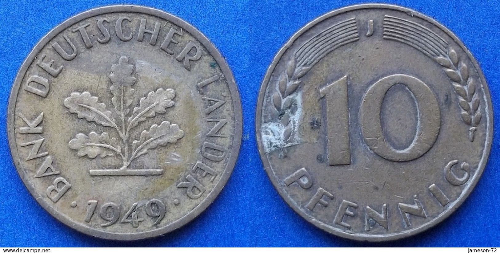 GERMANY - 10 Pfennig 1949 J KM# 103 Federal Republic Mark Coinage (1946-2002) - Edelweiss Coins - 10 Pfennig