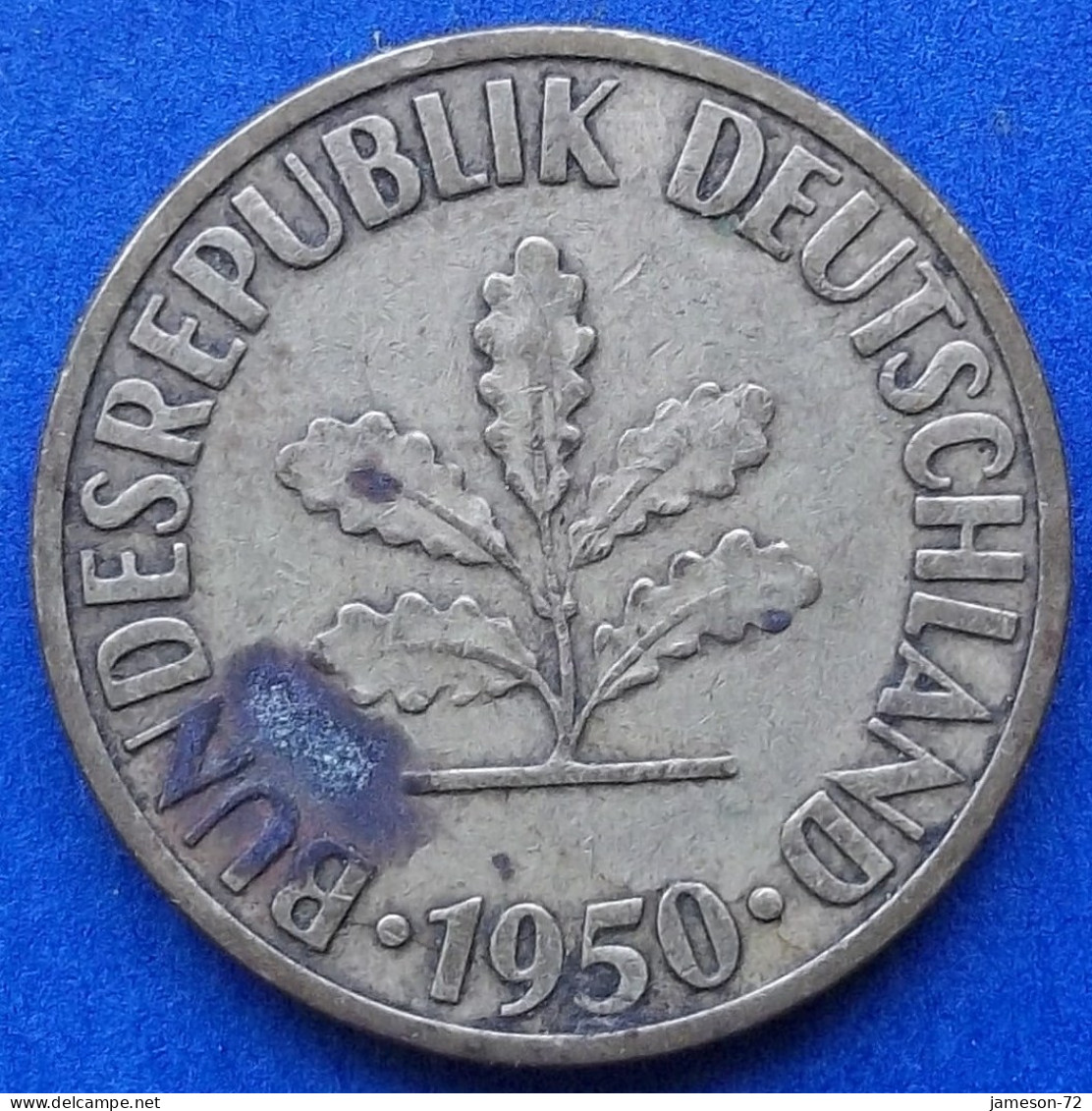 GERMANY - 10 Pfennig 1950 D KM# 108 Federal Republic Mark Coinage (1946-2002) - Edelweiss Coins - 10 Pfennig