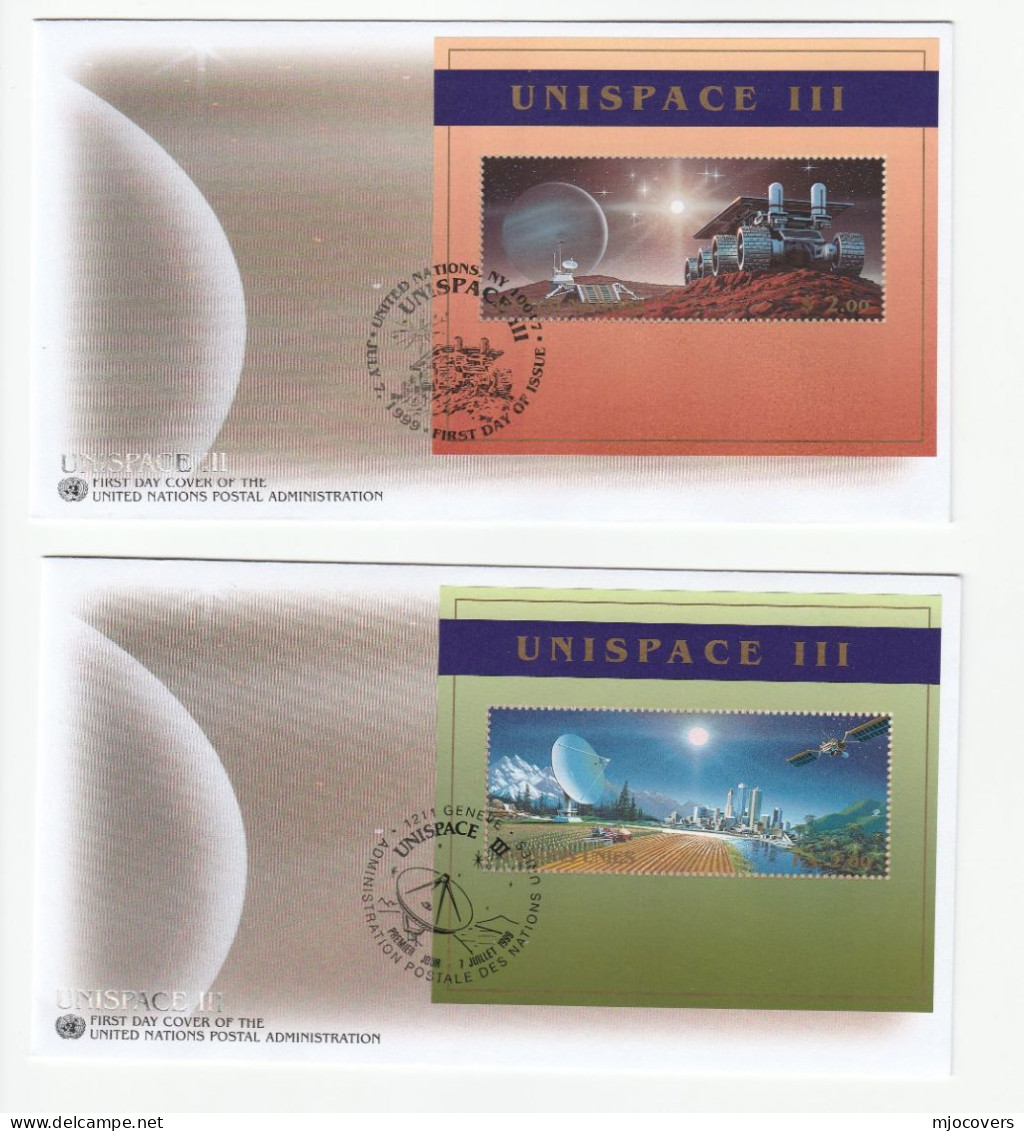 SPACE 4 Diff FDCS  2 Miniature Sheets & Blocks Of 4  United Nations Fdc Stamps Cover - Amérique Du Nord