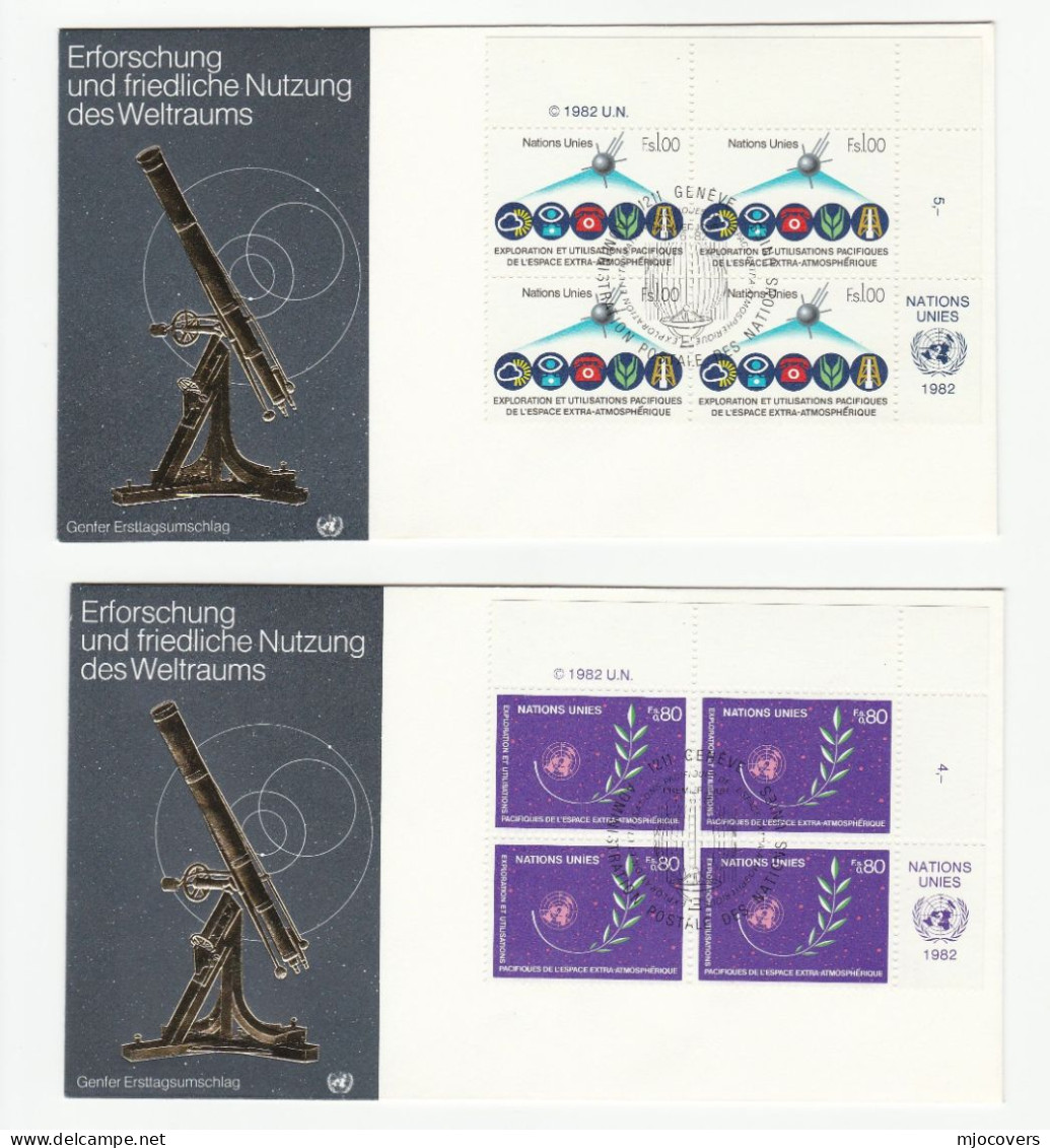 SPACE 4 Diff FDCS  2 Miniature Sheets & Blocks Of 4  United Nations Fdc Stamps Cover - Amérique Du Nord