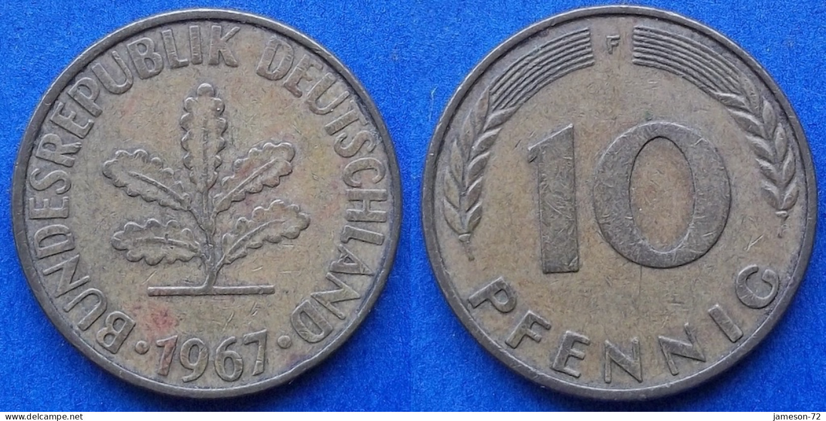 GERMANY - 10 Pfennig 1967 F KM# 108 Federal Republic Mark Coinage (1946-2002) - Edelweiss Coins - 10 Pfennig