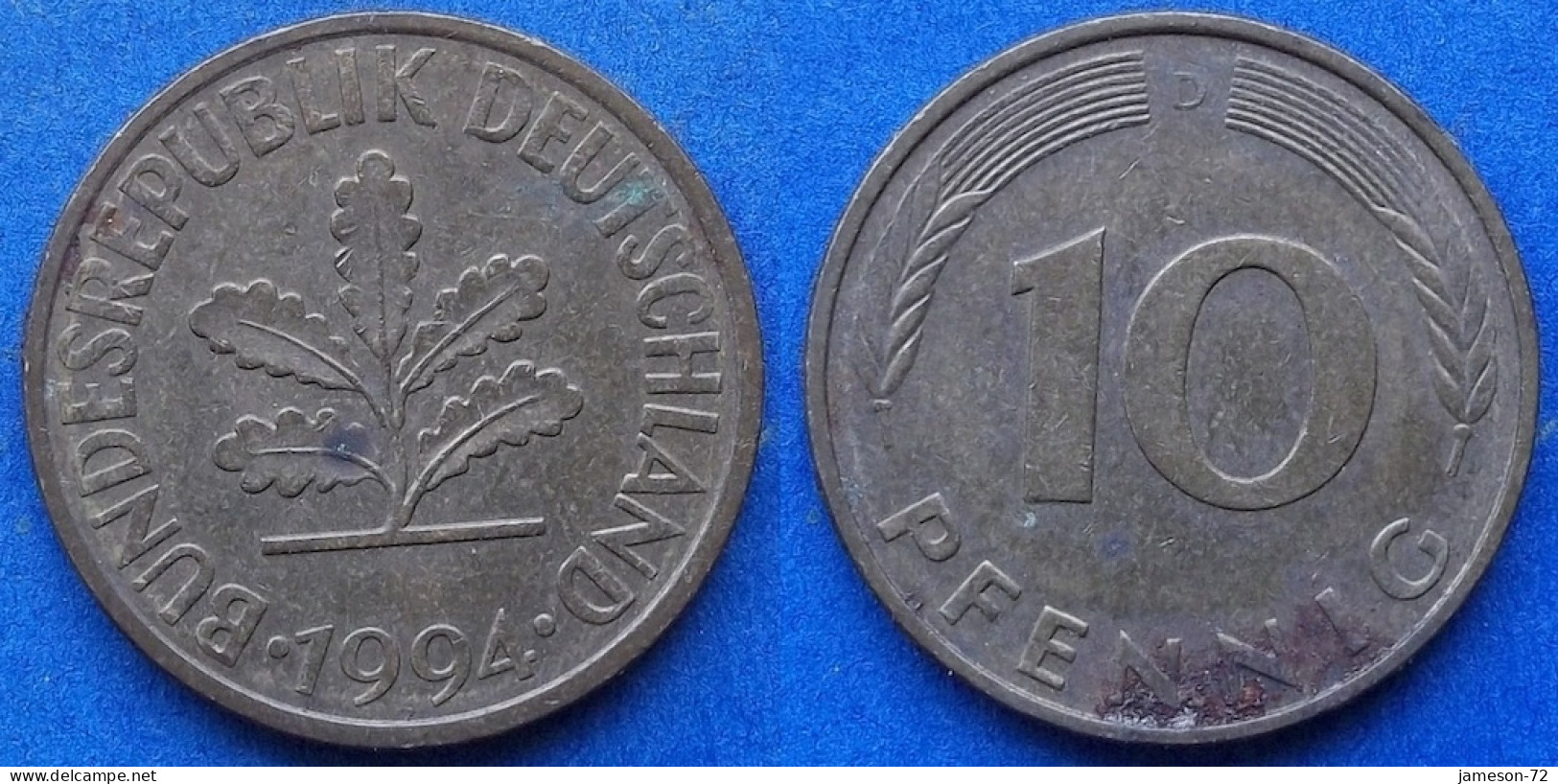 GERMANY - 10 Pfennig 1994 D KM# 108 Federal Republic Mark Coinage (1946-2002) - Edelweiss Coins - 10 Pfennig