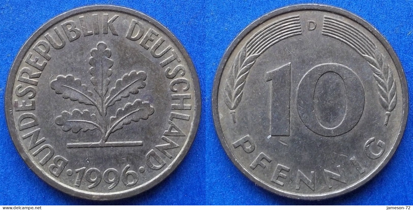 GERMANY - 10 Pfennig 1996 D KM# 108 Federal Republic Mark Coinage (1946-2002) - Edelweiss Coins - 10 Pfennig