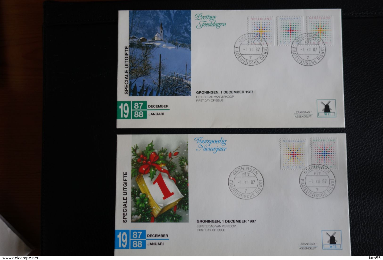 Kerstzegels 1987 2 Enveloppen Verschillend Gefrankeerd - FDC