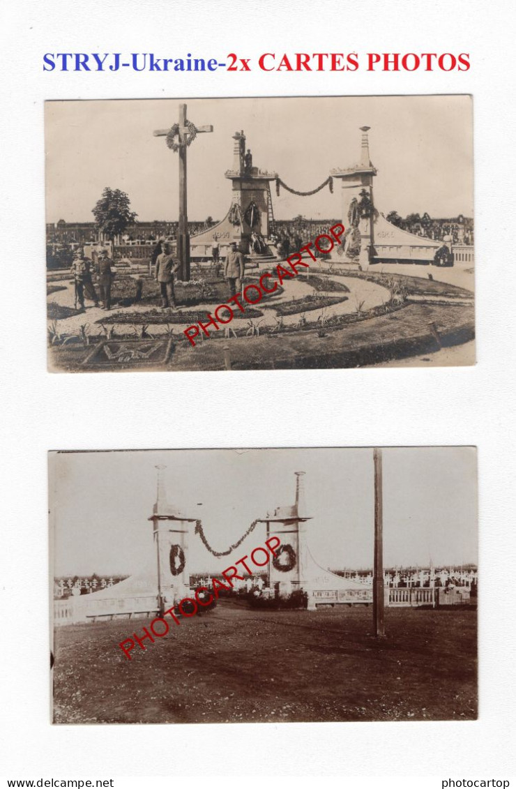 SRTYI-STRYJ-UKRAINE-MONUMENT-CIMETIERE-2x CARTES PHOTOS Allemandes-GUERRE 14-18-1 WK-Militaria- - War Cemeteries