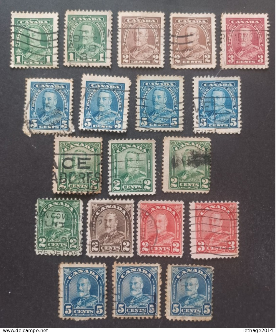 CANADA 1928 KING GEORGE V + 6 SCANNERS MANY FRAGMANT PERFIN OBLITERE STOCK LOT MIX  --- GIULY - Used Stamps