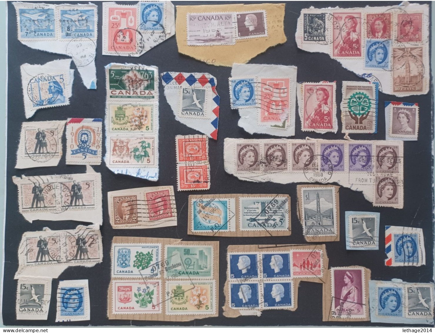 CANADA 1928 KING GEORGE V + 6 SCANNERS MANY FRAGMANT PERFIN OBLITERE STOCK LOT MIX  --- GIULY - Used Stamps