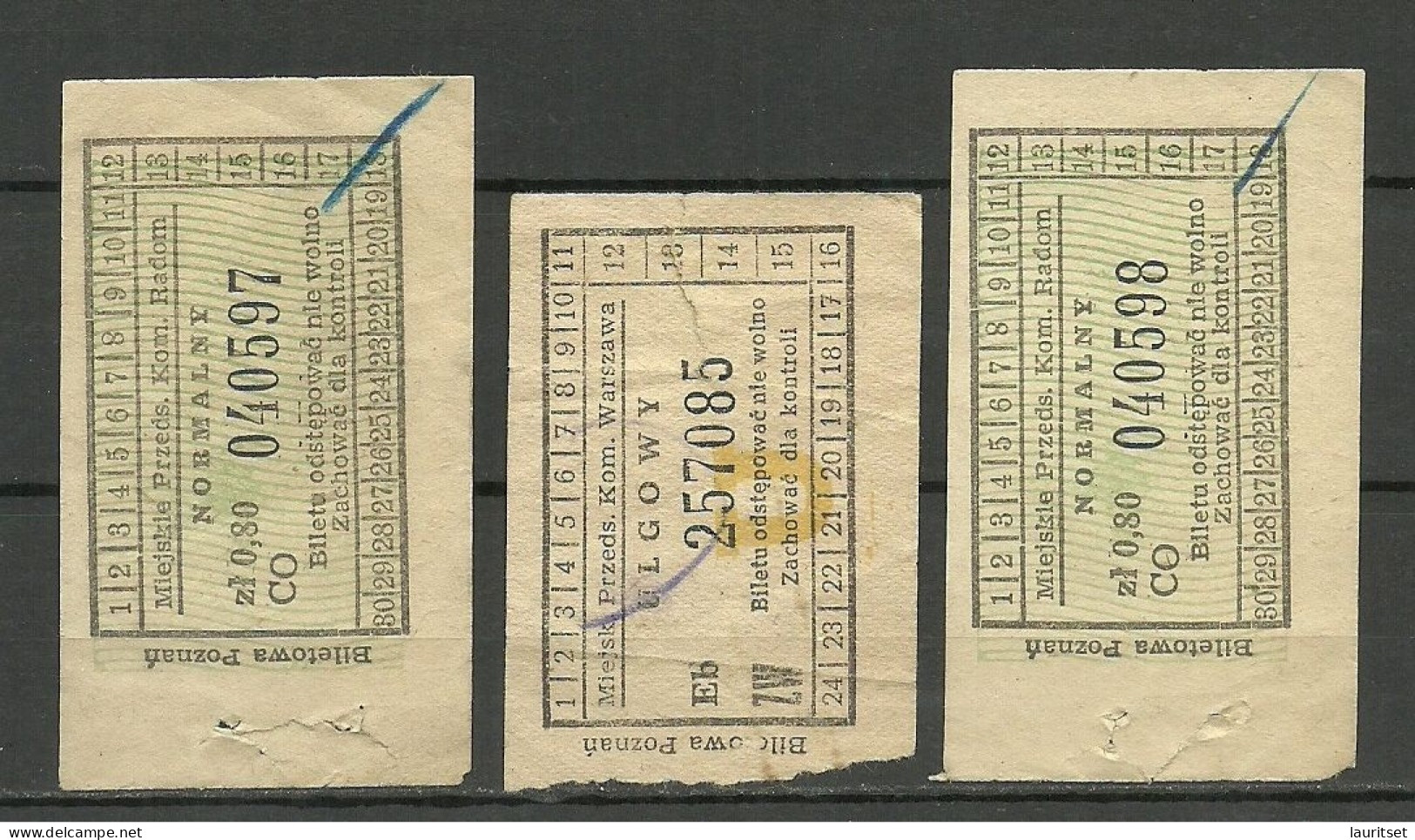 POLAND Polska - 3 Old Transport Tickets Train Fahrkarten Zug? - Sonstige & Ohne Zuordnung