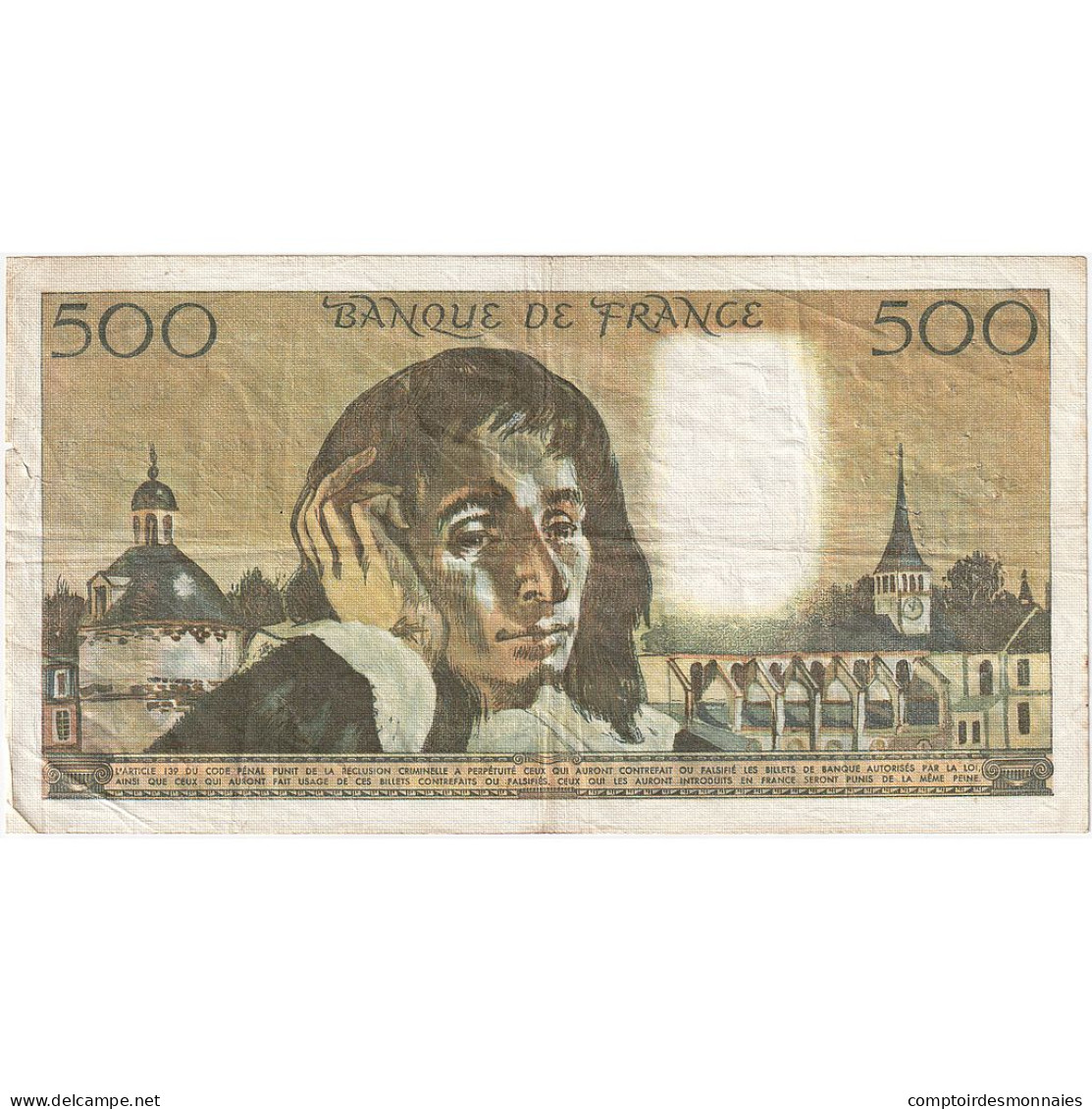 France, 500 Francs, Pascal, 1977, H.68, TB, Fayette:71.16, KM:156d - 500 F 1968-1993 ''Pascal''